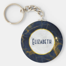 Navy Blue und Gold Marble Moderne Stilvoll Schlüsselanhänger
