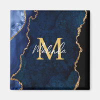 Navy Blue und Gold Marmor Agate