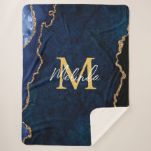 Navy Blue und Gold Marmor Agate