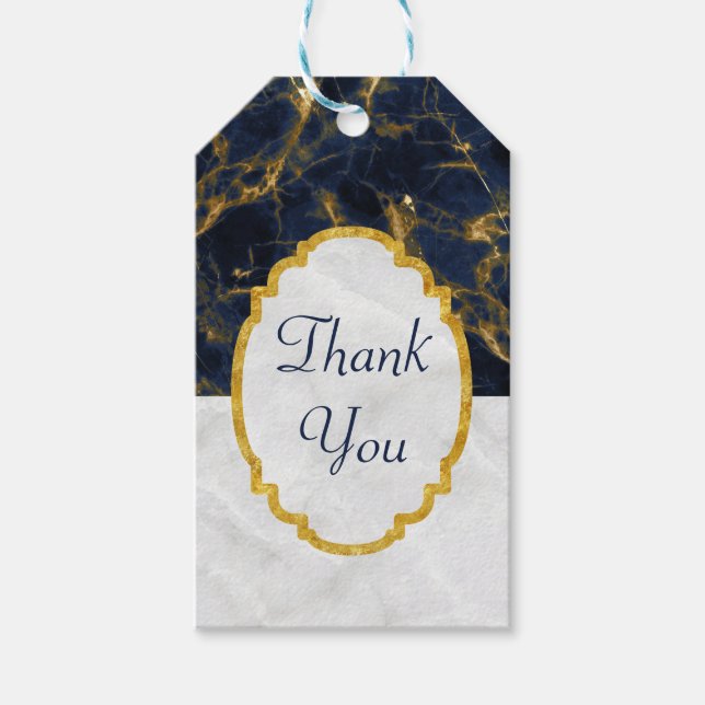 Navy Blue und Gold Marmor Moderne, stilvolle Dankb Geschenkanhänger (Vorderseite)