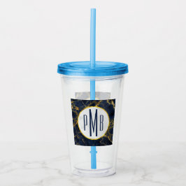 Navy Blue und Gold Marmor Moderne, stilvolle Monog Acryltrinkbecher