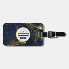 Navy Blue und Gold Marmor Moderne, stilvolle Monog Gepäckanhänger