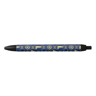 Navy Blue und Gold Nautic Kugelschreiber