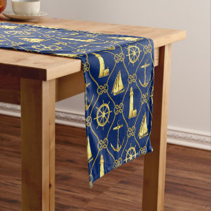 Navy Blue und Gold Nautic Kurzer Tischläufer
