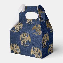 Navy Blue und Gold Vintag Dragon Muster Geschenkschachtel