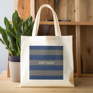Navy Blue und Grau Rugby Streifen mit Individuelle Tragetasche
