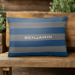 Navy Blue und Grau Rugby Streifen mit Individuelle Zierkissen