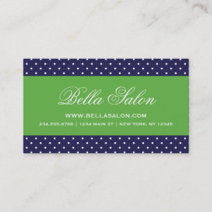 Navy Blue und Green Niedlich Polka Dots Visitenkarte