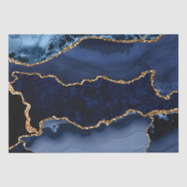 Navy Blue und Imitate Gold Glitzer Marble Agate Seidenpapier