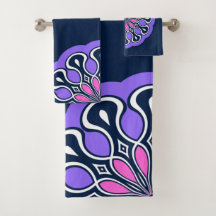 Navy Blue und Lila Abstraktes Mandala