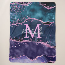 Navy Blue und Lila Glitzer Ocean Agate