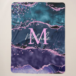 Navy Blue und Lila Glitzer Ocean Agate Sherpadecke
