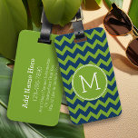 Navy Blue und Lime Green Chevrons Custom Monogram Gepäckanhänger<br><div class="desc">Ein prächtiges Design in frischen,  fröhlichen Farben. Wenn Sie die Monogramme anpassen müssen,  klicken Sie auf die Schaltfläche Anpassen und ändern Sie sie.</div>