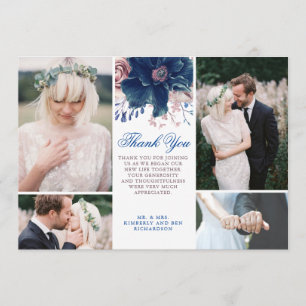 Navy Blue und Mauve Wedding Vielen Dank Foto Einladung