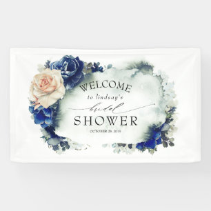 Navy Blue und Orange Floral Brautparty Banner