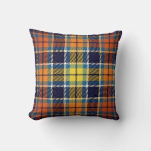 Navy Blue und Orange Kariert Kissen