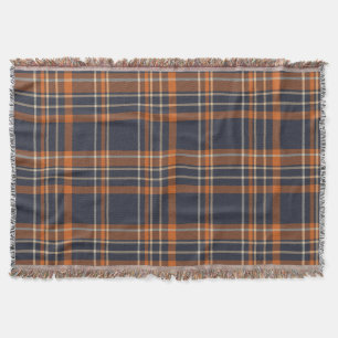 Navy Blue und Orange Kariert Throw Blanket Decke