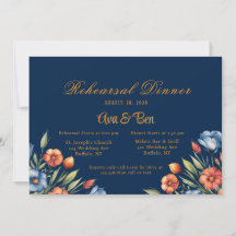 Navy Blue und Orange Peony Probe Dinner