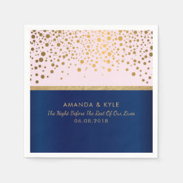 Navy Blue und Pink mit Gold Confetti Dot Design Serviette