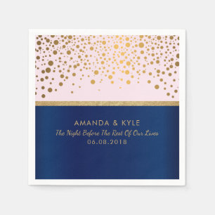 Navy Blue und Pink mit Gold Confetti Dot Design Serviette