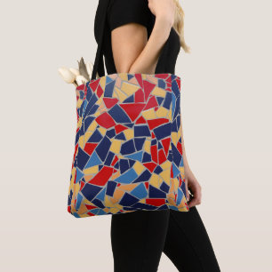 Navy Blue und Red Mosaic Tote Bag Tasche