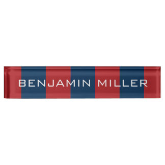 Navy Blue und Red Rugby Stripes mit Individuelle N Namensplakette