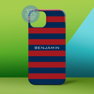 Navy Blue und Red Rugby Stripes mit Individuelle N title_seo2
