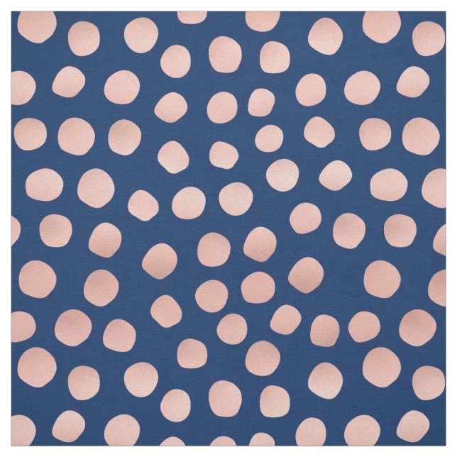 Navy Blue und Rose Gold Dot Fabric Stoff (Muster)