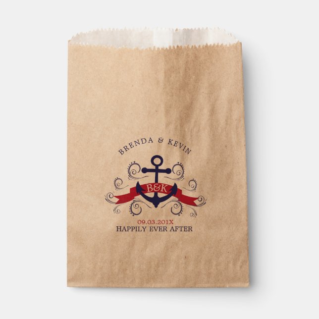 Navy-Blue- und Rot-Anker Geschenktütchen (Vorderseite)