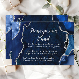 Navy Blue und Silver Agate Honeymoon Fund Begleitkarte