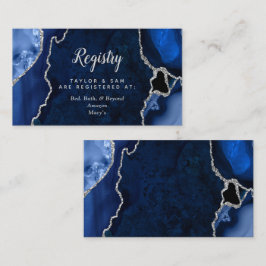 Navy Blue und Silver Agate Wedding Registry Begleitkarte