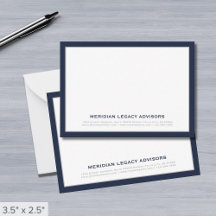 Navy Blue und Silver Business Note Card