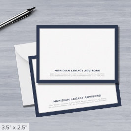 Navy Blue und Silver Business Note Card Mitteilungskarte