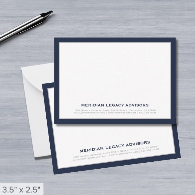 Navy Blue und Silver Business Note Card Mitteilungskarte (Von Creator hochgeladen)