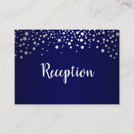 Navy Blue und Silver Confetti Dots - Empfang Begleitkarte