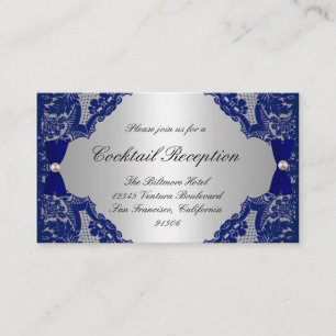 Navy Blue und Silver Empfang Cards Begleitkarte