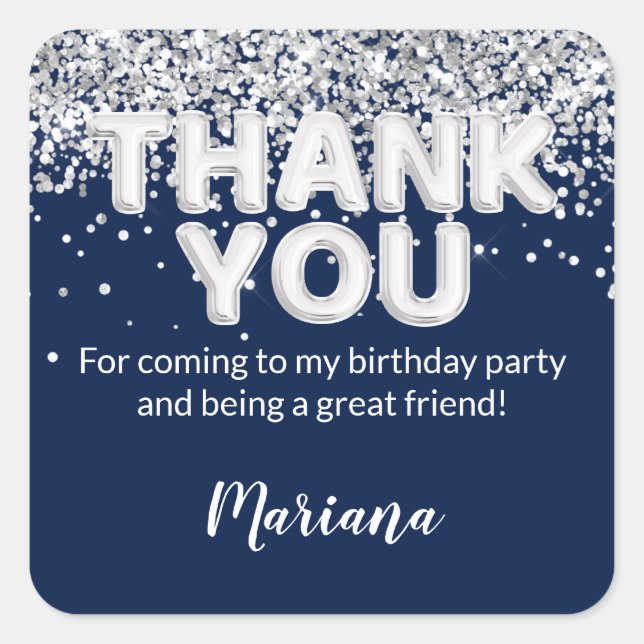 Navy Blue und Silver Party Sticker für Favoriten (Vorderseite)