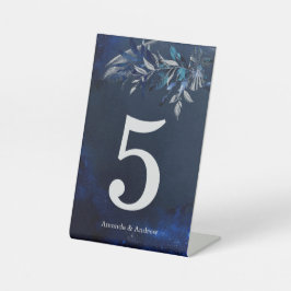 Navy Blue und Silver Tischnummer Sockelschild