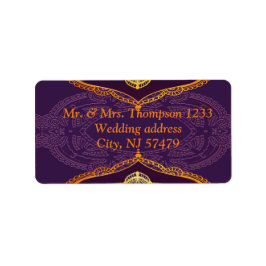 Navy Blue und Violet mit Gold-Mandalasen Adressaufkleber