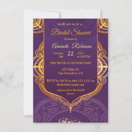 Navy Blue und Violet mit Gold-Mandalasen Einladung