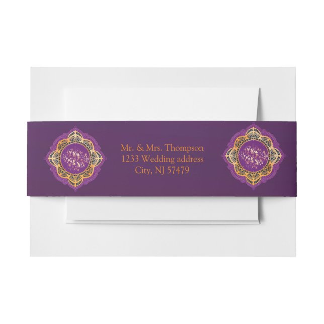 Navy Blue und Violet mit Gold-Mandalasen Einladungsbanderole (Vorderseite Beispiel)
