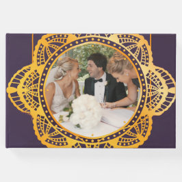 Navy Blue und Violet mit Gold-Mandalasen Gästebuch