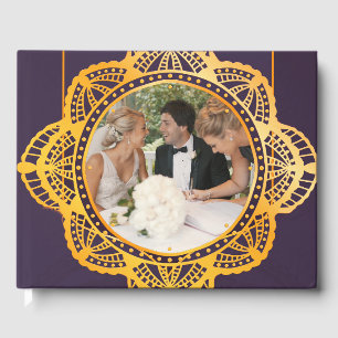 Navy Blue und Violet mit Gold-Mandalasen Gästebuch