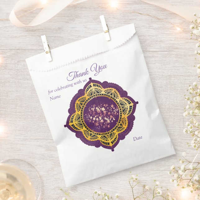 Navy Blue und Violet mit Gold-Mandalasen Geschenktütchen (Ausgeschnitten)