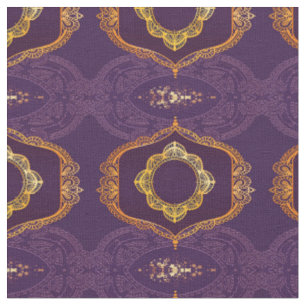 Navy Blue und Violet mit Gold-Mandalasen Stoff