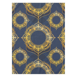 Navy Blue und Violet mit Gold-Mandalasen Tischdecke