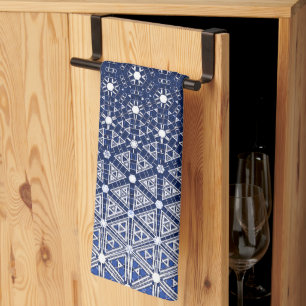 Navy Blue und Weiß Mosaik Geschirrtuch