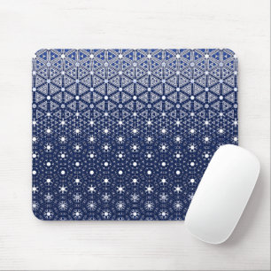 Navy Blue und Weiß Mosaik Mousepad