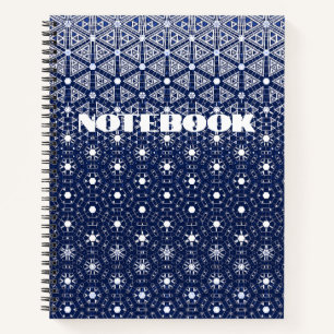 Navy Blue und Weiß Mosaik Notizbuch
