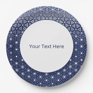 Navy Blue und Weiß Mosaik Pappteller